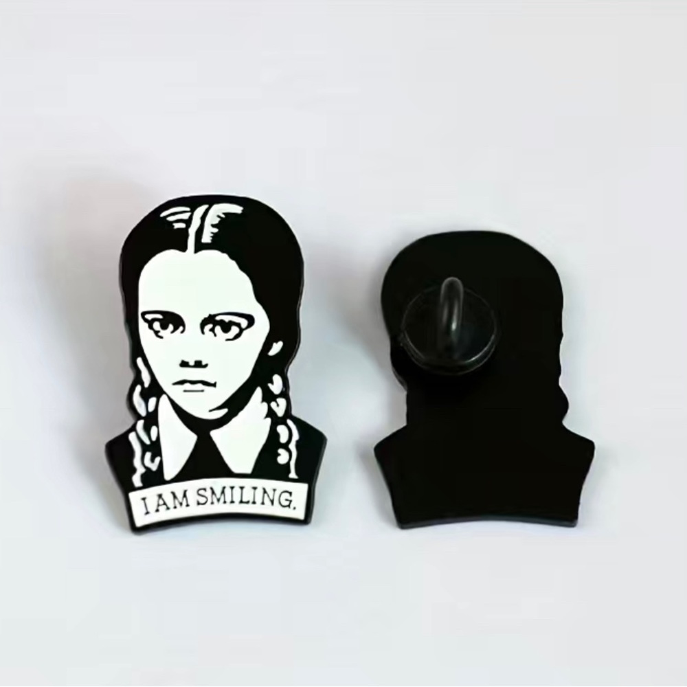 New Wednesday “I am smiling” enamel pin